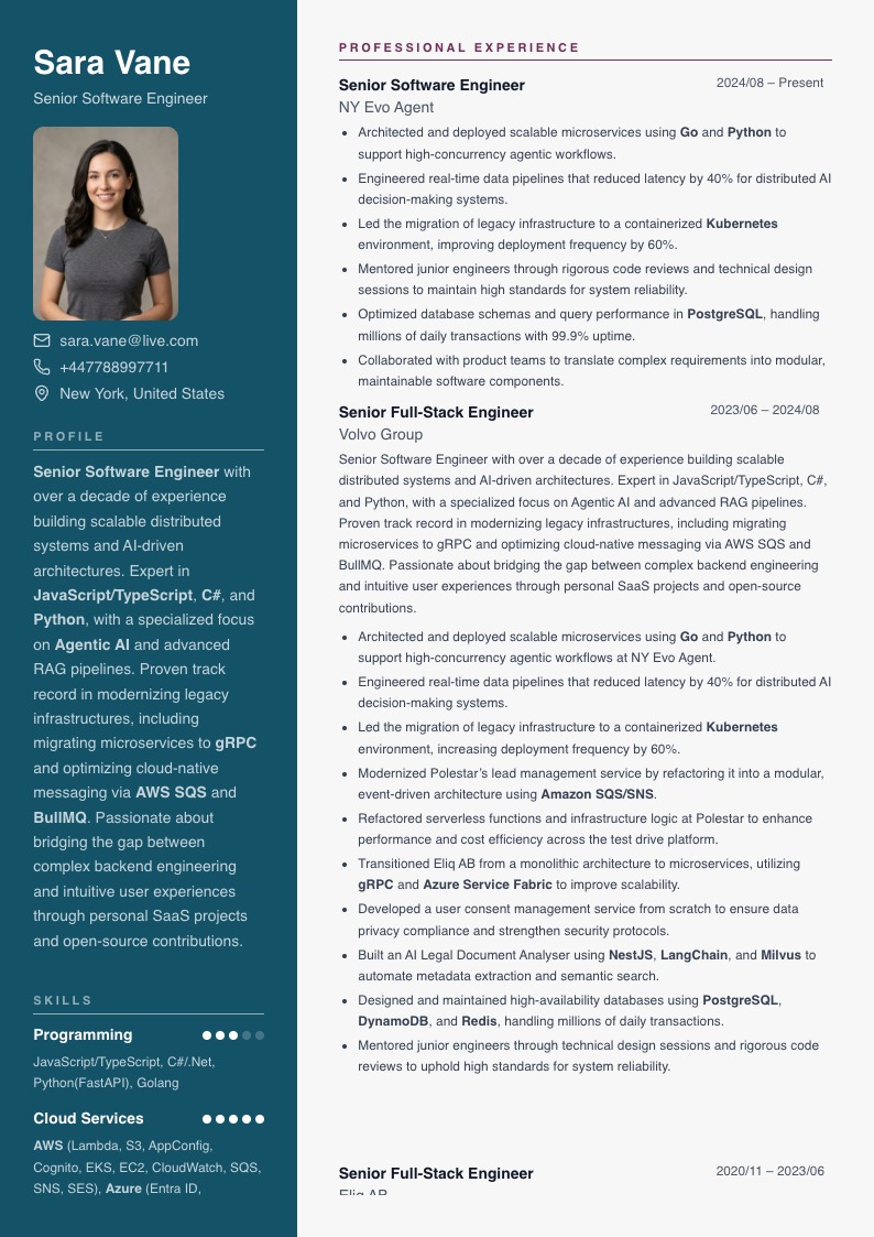 Thalassa resume template