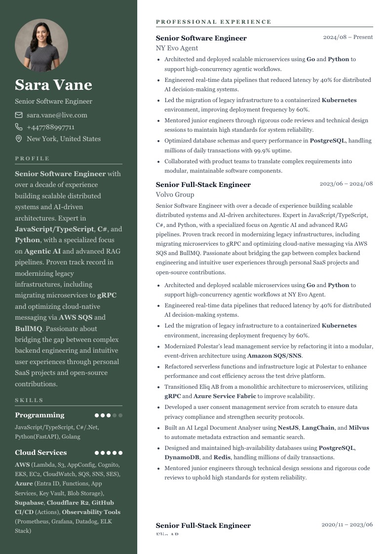Conifer resume template