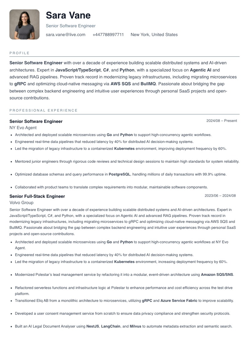 Kinesis resume template