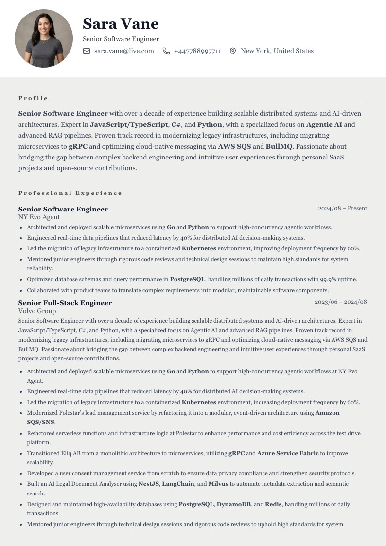 Linearis resume template