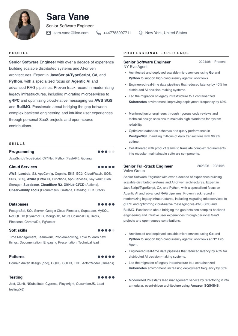 Vertex resume template